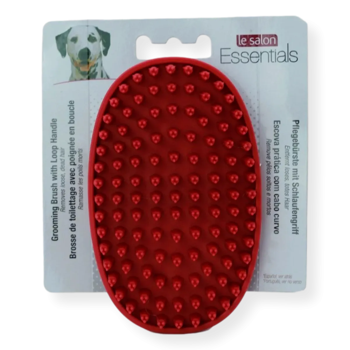 Le Salon Essentials Dog Rubber Grooming Brush with Loop Handle