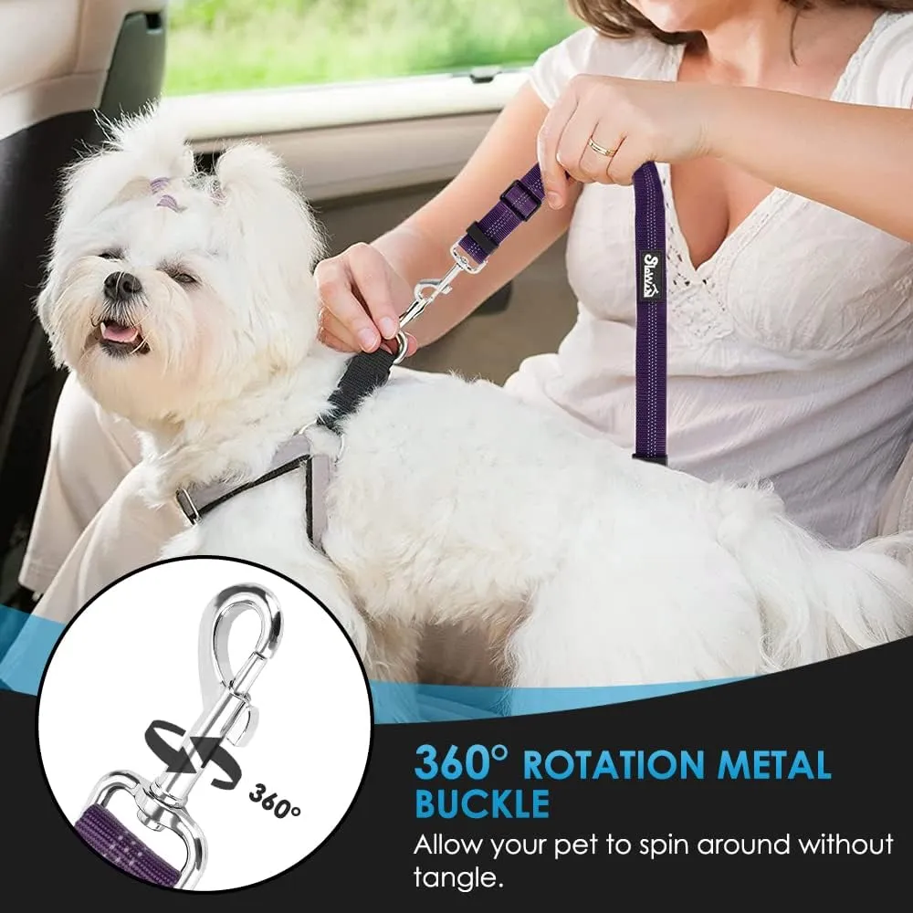 Lukovee Dog Seat Belt for Car, Adjustable Dog Car Harness for Large Medium Small Dogs, Soft Padded & Breathable Mesh Dog Seatbelt with Car Vehicle Connector Strap (Purple,Small)