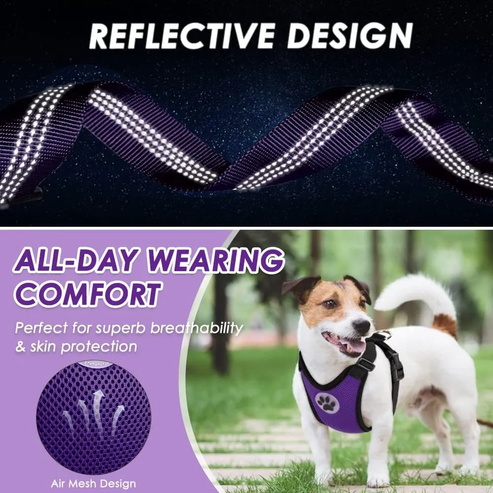 Lukovee Dog Seat Belt for Car, Adjustable Dog Car Harness for Large Medium Small Dogs, Soft Padded & Breathable Mesh Dog Seatbelt with Car Vehicle Connector Strap (Purple,Small)