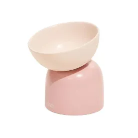 Makesure Sugar Bean Ceramic Double Pet Bowl Pink