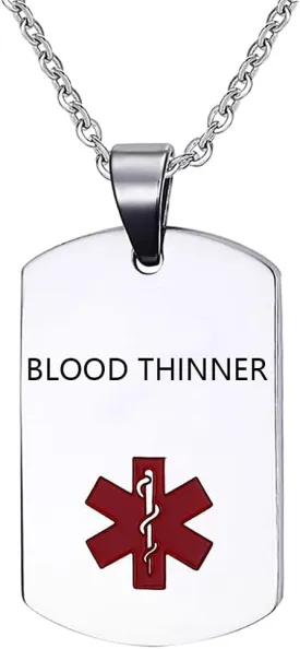 Medical Alert Necklace for Men Women Stainless Steel Engraved Medical ID Tag Emergency Med Alert Identification Necklace Jewelry