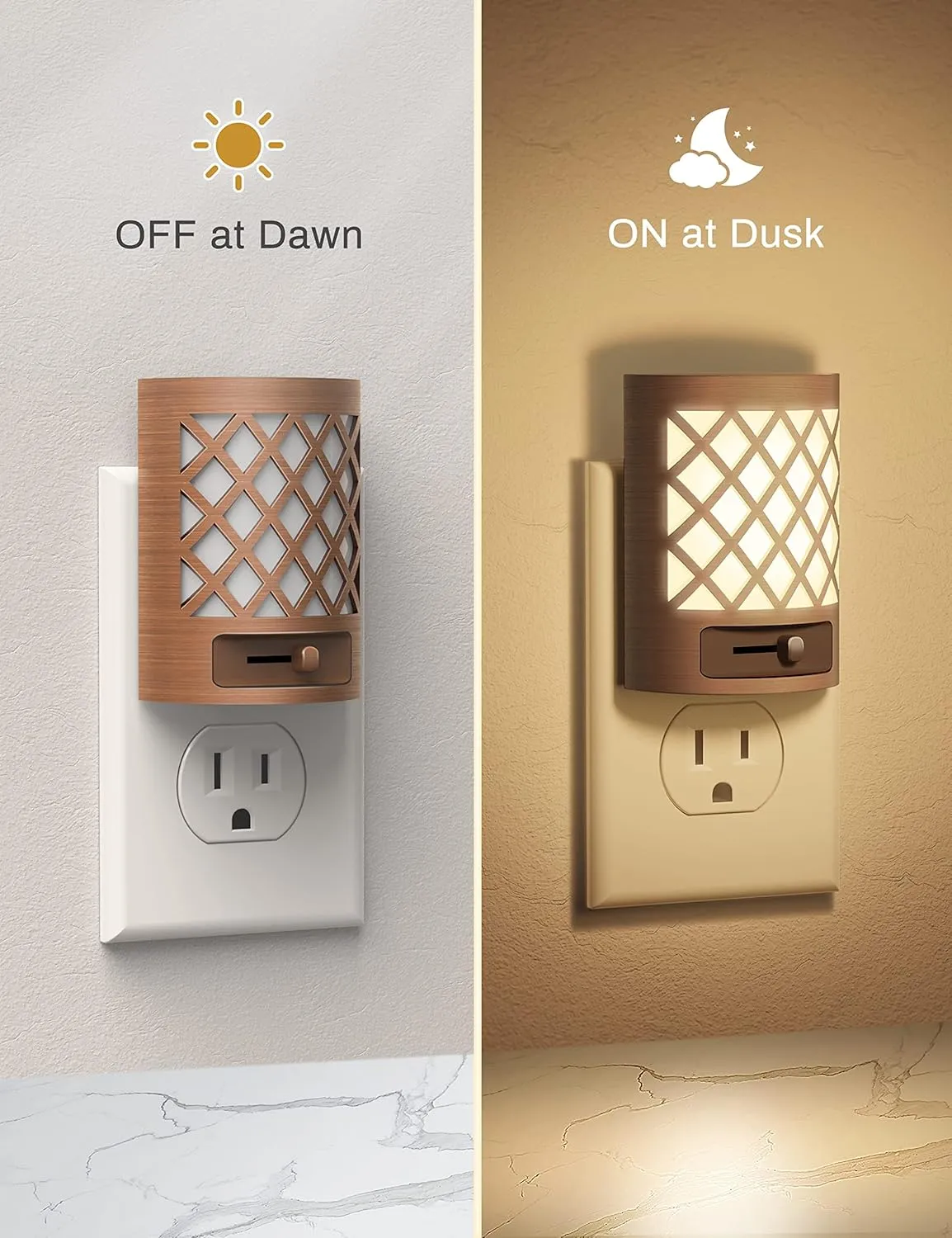 Night Light, Nights Lights Plug Into Wall [2 Pack], Plug in Night-Light, Nightlight, Dusk to Dawn Sensor, Adjustable Brightness Nightlights for Bathroom, Hallway, Stairway, Soft White