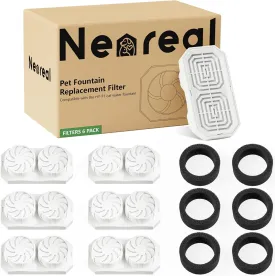 Official 6-Pack Replacement Filters and Pre-Filter Sponges for 108 oz / 3.2 L Stainless Steel Cat Water Fountain
