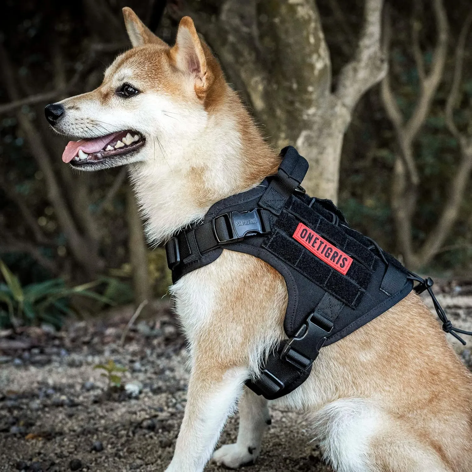 OneTigris Tactical Dog Harness Vest with Handle, Military Dog Harness for Large Medium Dogs,FIRE Watcher 2.0 No-Pull Service Dog Vest,Adjustable Dog Vest Harness for Walking Hiking Training(M,Black)