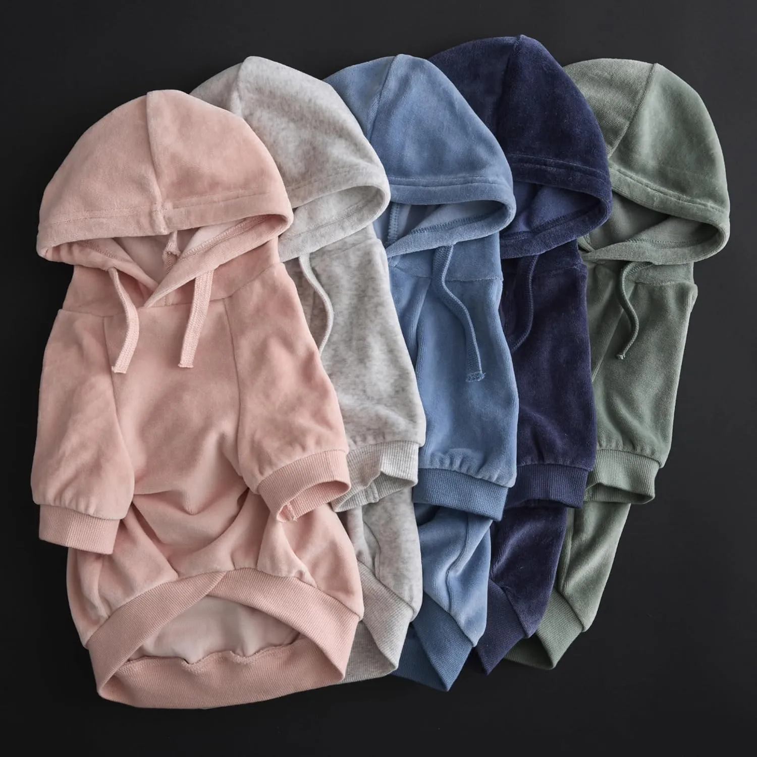 Organic Cotton Velour Dog Hoodie Pet Coat for Small, Medium and Large Dogs, Light Gray Heather, Medium