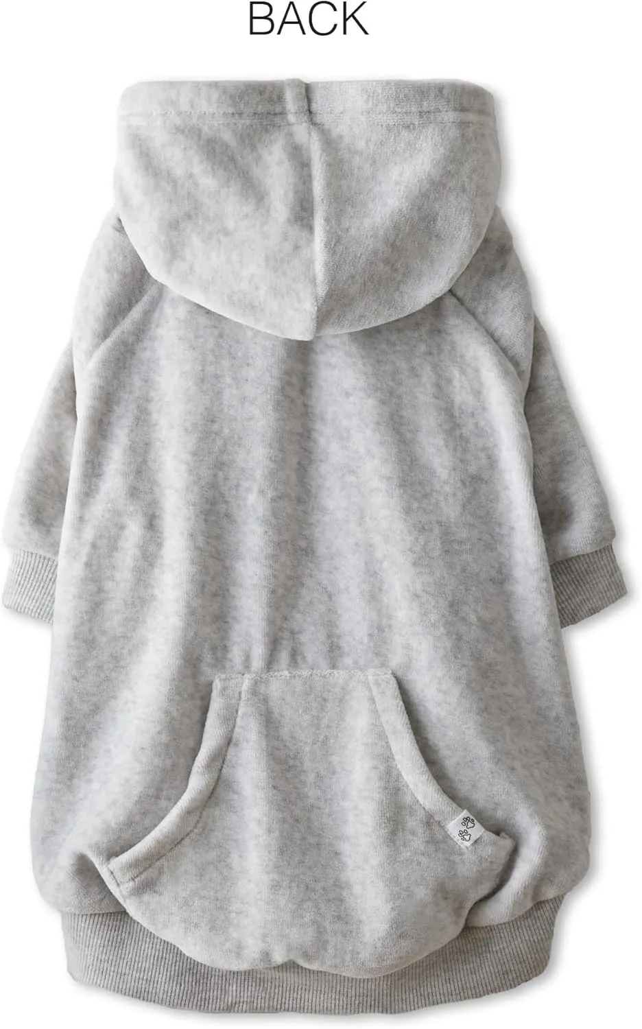 Organic Cotton Velour Dog Hoodie Pet Coat for Small, Medium and Large Dogs, Light Gray Heather, Medium