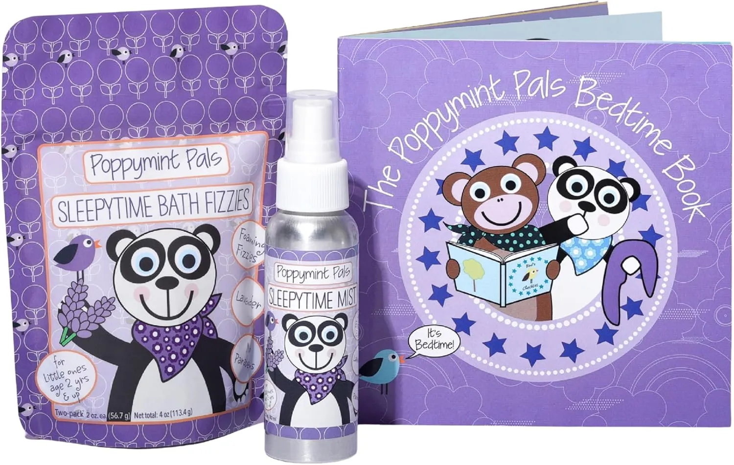 Poppymint Pals Lavender Sleepytime Mist with Bedtime Book and Foaming Bath Fizzies  (2.7oz, Pack of 1) Complete Relaxation Bundle for Kids, and Toddlers  Calming Lavender - Ideal Toddler Gifts