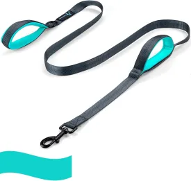 PuppyDoggy Dog Leash for Large Medium Dogs 6Ft x 1" Reflective Stitching Large Pet Leash with 2 Traffic Padded Handles Dog Lead Rope for Running Walking Training (Green 1 Pack)