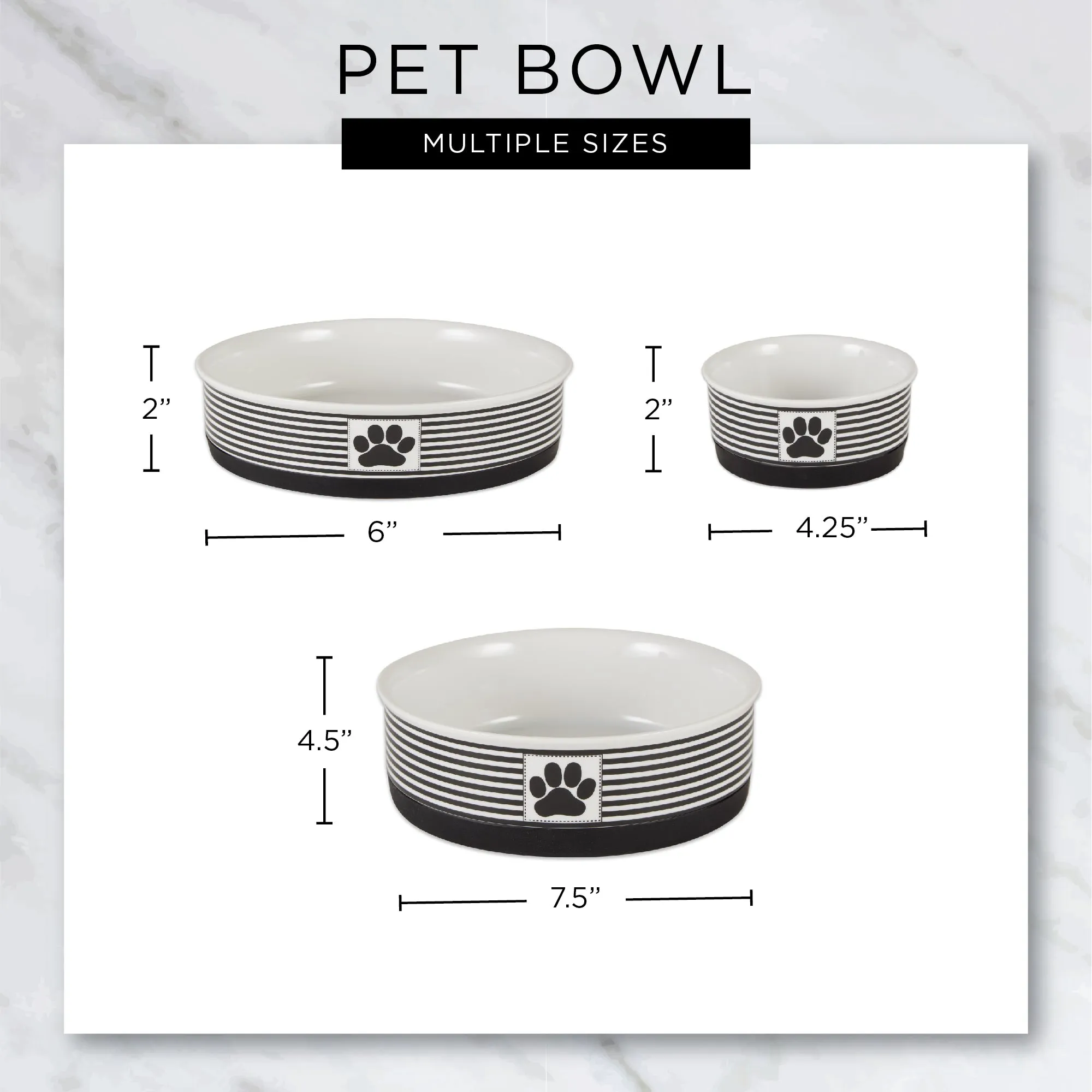 Rose Lattice Paw Print Pet Bowl Set of 2, Large 3.75 C. Capacity