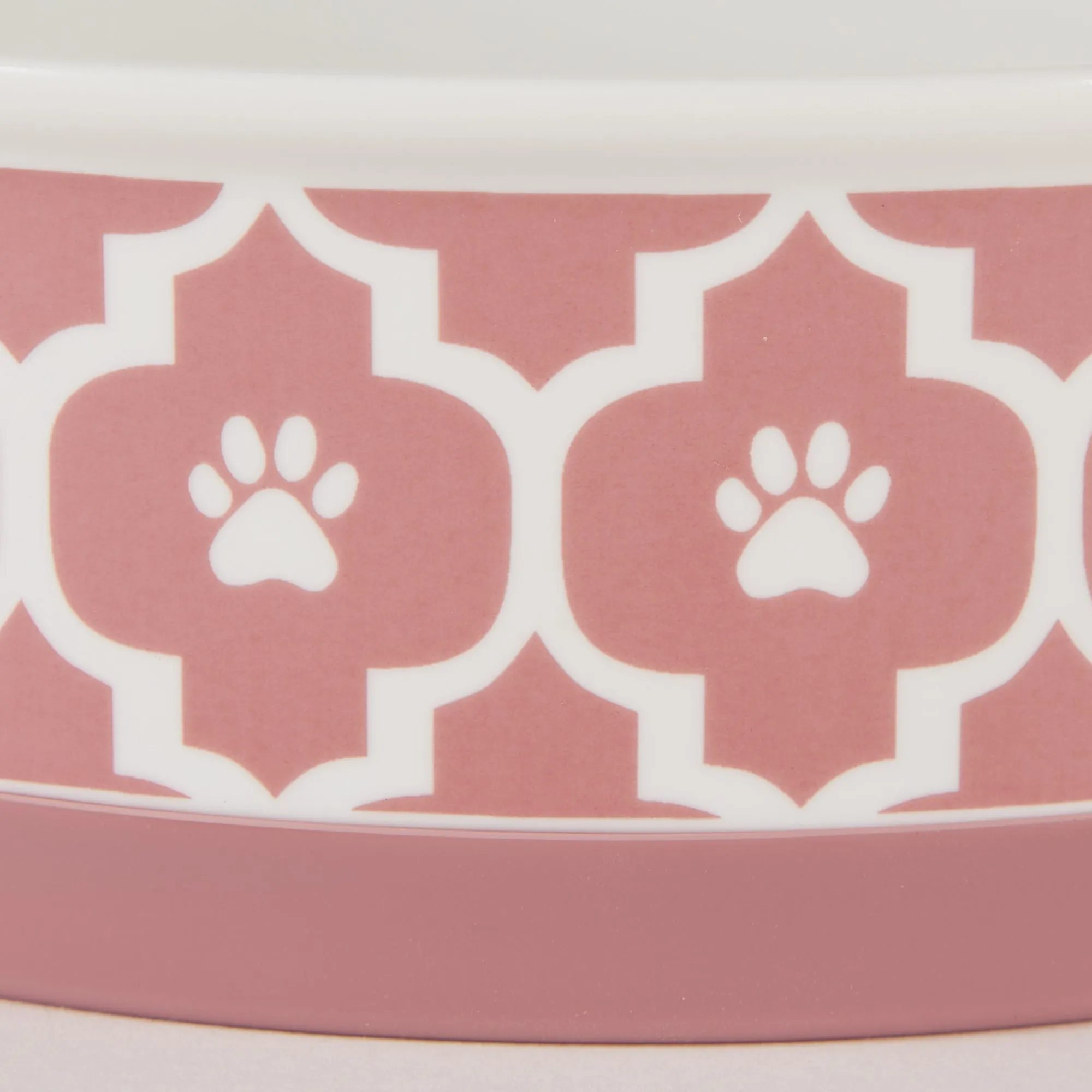 Rose Lattice Paw Print Pet Bowl Set of 2, Large 3.75 C. Capacity