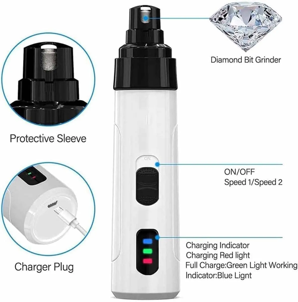 Silent Groom Pro, 2024 Premium Silent Grind Pro Dog Nail Trimmer, Rechargeable Micro Precision Electric Dog Nail Clippers for Grooming, Pet Nail Grinder Quiet for Dogs (1PC 1 Replacement Head)