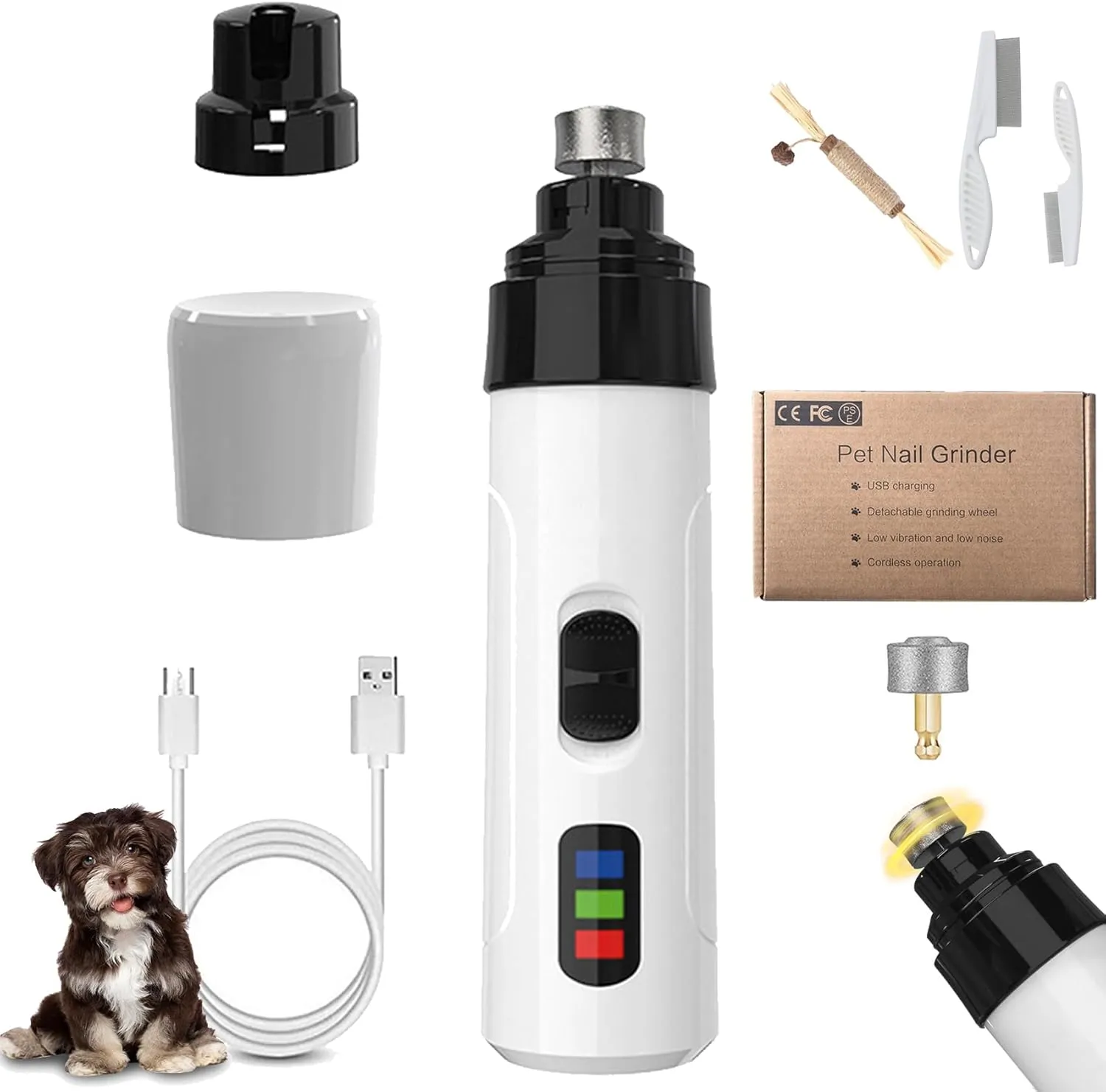 Silent Groom Pro, 2024 Premium Silent Grind Pro Dog Nail Trimmer, Rechargeable Micro Precision Electric Dog Nail Clippers for Grooming, Pet Nail Grinder Quiet for Dogs (1PC 1 Replacement Head)