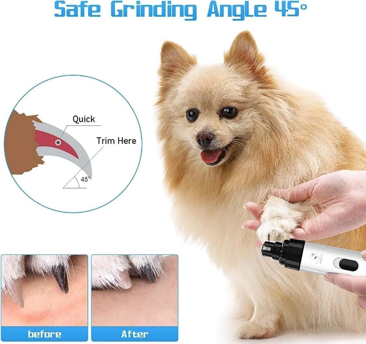 Silent Groom Pro, 2024 Premium Silent Grind Pro Dog Nail Trimmer, Rechargeable Micro Precision Electric Dog Nail Clippers for Grooming, Pet Nail Grinder Quiet for Dogs (1PC 1 Replacement Head)