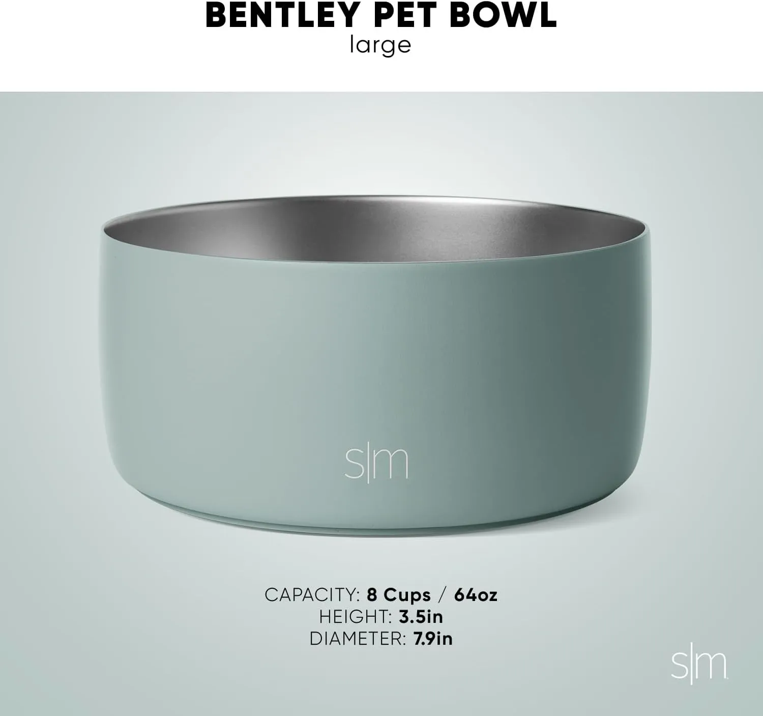 Simple Modern Stainless Steel Pet Water Bowl for Dogs & Cats | Reusable Insulated Stainless Steel Food Bowls for Dog Cat | No Tip No Slip BPA Free | Bentley Collection | Large (64oz) | Winter White