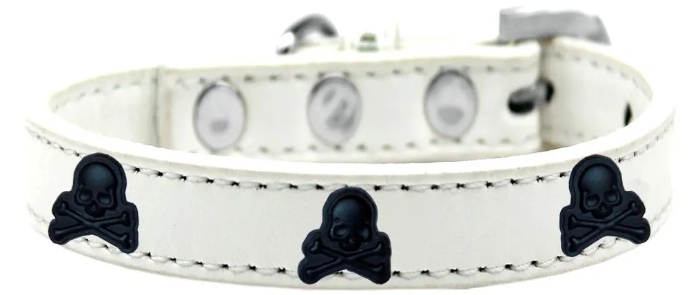 Skull Widget Dog Collar White Size 20