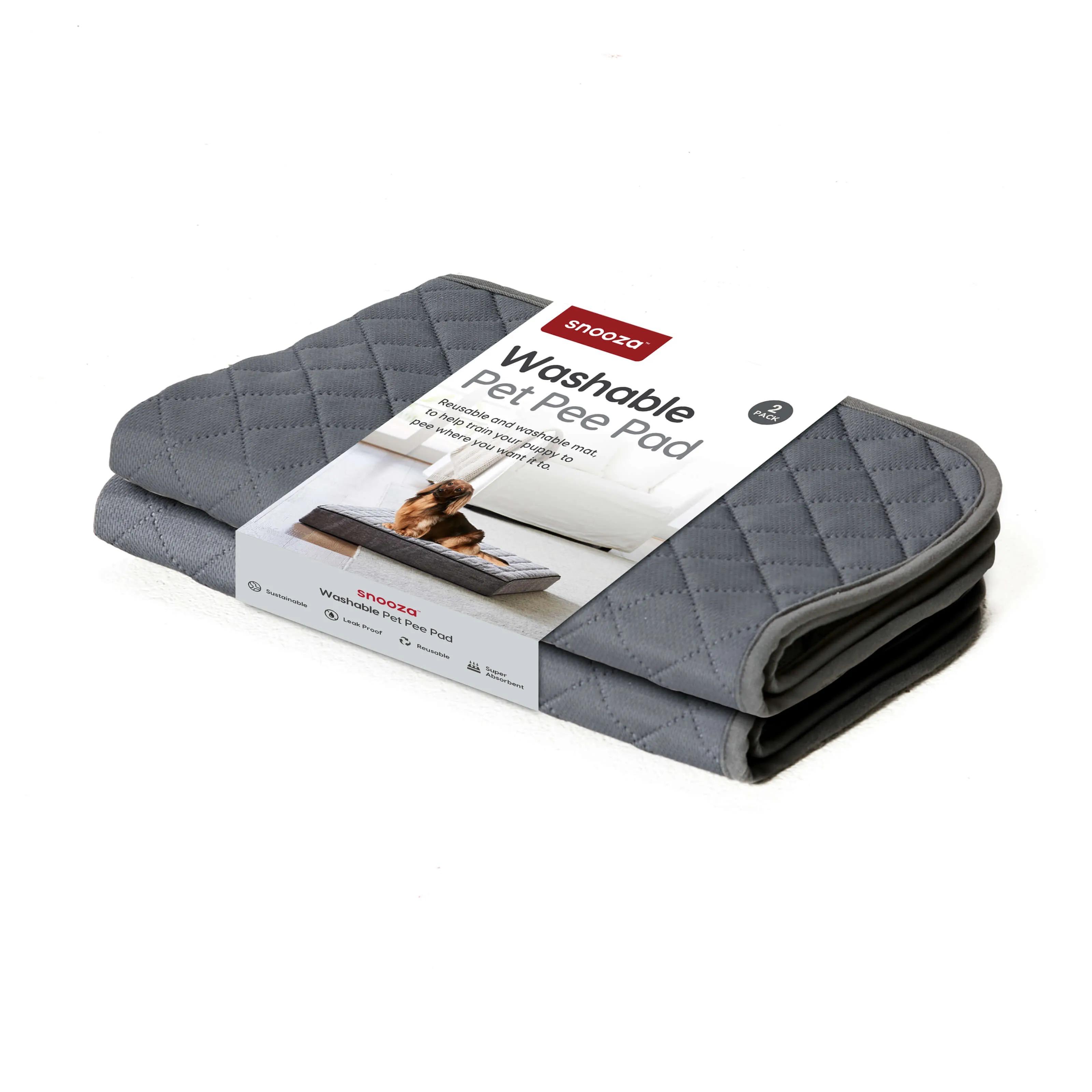 Snooza Washable Pee Pad Dark Grey 2pk