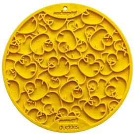 SodaPup Duckies Design eMat Enrichment Lick Mat With Suction Cups (8” diameter 0.375” thick)