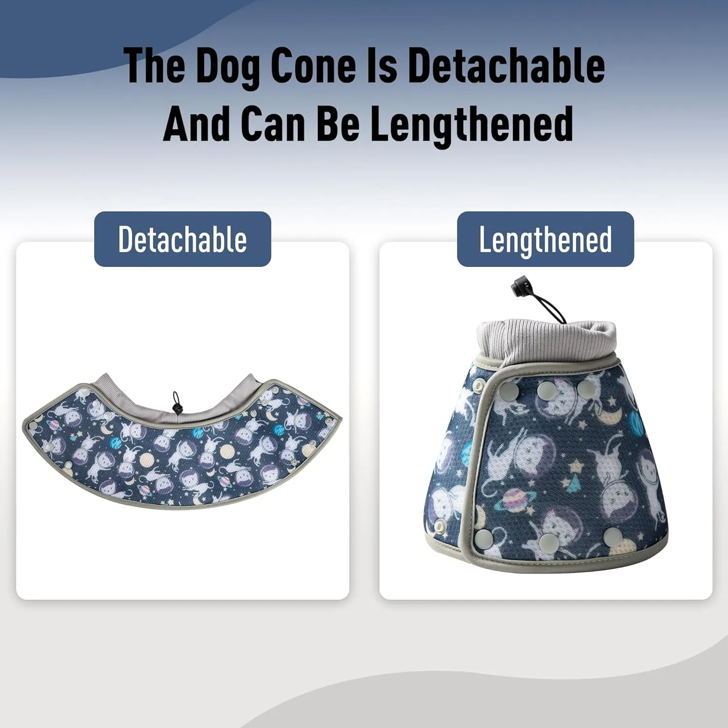 Soft Cat Cone Collar for Large Medium Small Cats After Surgery Adjustable Cat Recovery Collar After Surgery to Prevent Licking Wound, Comfortable Pet Elizabethan Collar Space Cat Medium