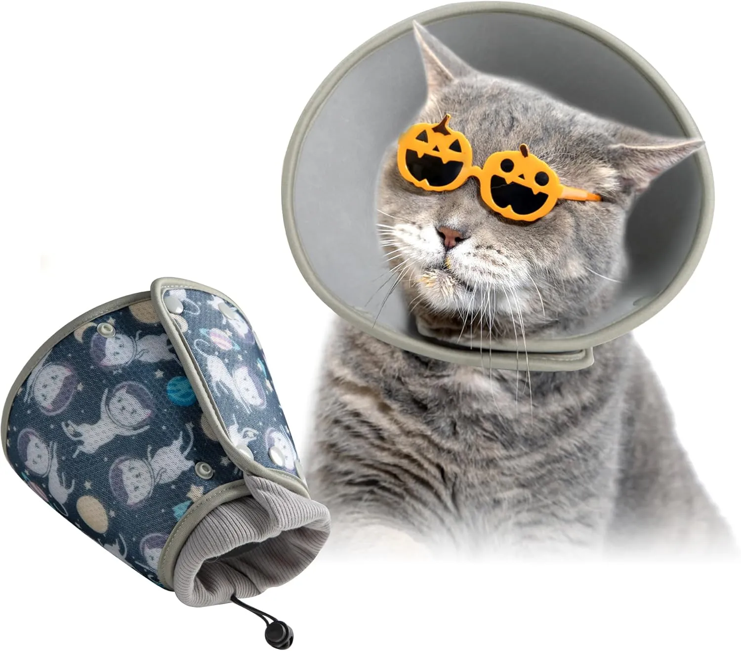 Soft Cone Collar for Large - Medium - Small Cats - Post Surgery - Adjustable - Prevents Licking - Comfortable Pet Recovery Collar
