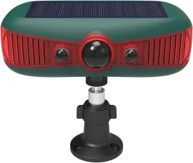 Solar Motion Sensor Alarm Outdoor - 13 Sounds Barking Dog Gunshot 129db*2 Loud Speaker, 4 Working Modes 2 Strobe Lights, Waterproof Motion Detector Siren Indoor, Intruders Escape Quickly