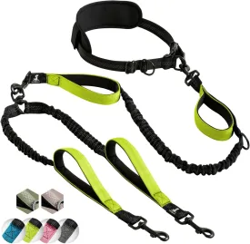 SparklyPets Hands Free Double Dog Leash  Dual Leash for Medium and Large Breeds  Lead for 2 Dogs with Padded Handles, Reflective Stitches, No Pull, Tangle Free