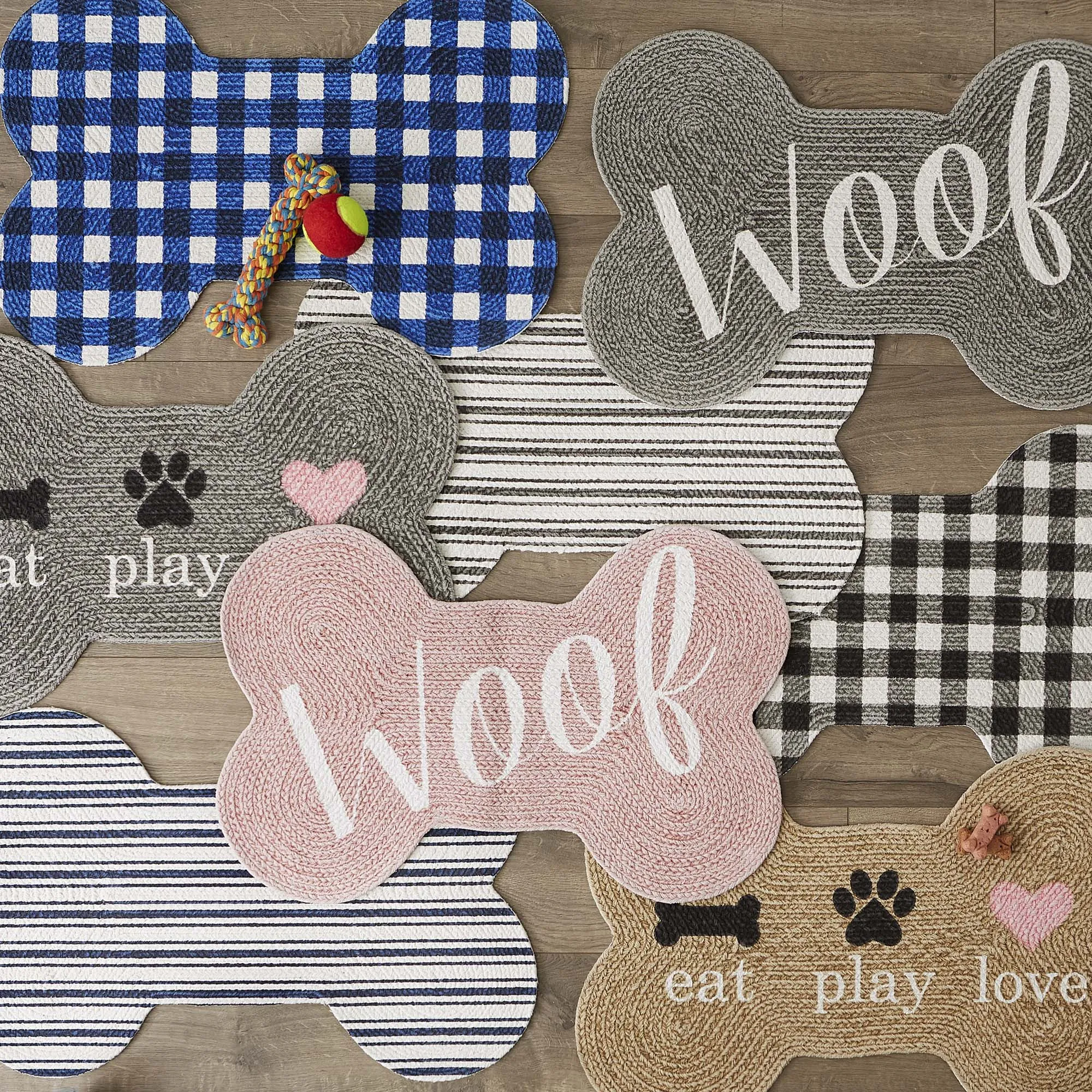 Stone Eat Play Love Bone Shaped Pet Mat 16X24