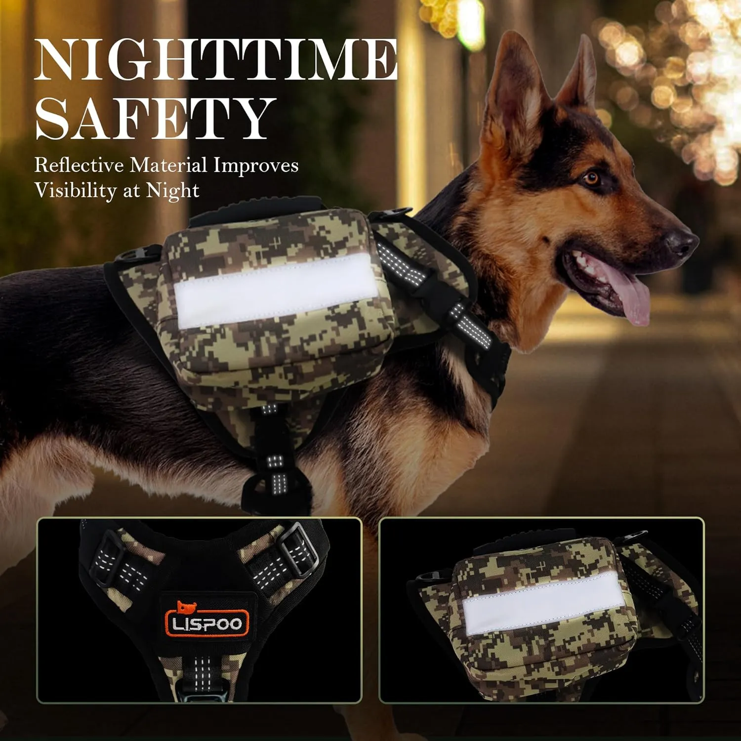 Tactical Dog Harness, Heavy Duty Dog Harness,Adjustable Breathable Pet Harness with MOLLE Panel, Small Pouch, and Bottle Holder,for Small Dogs, Camouflage S