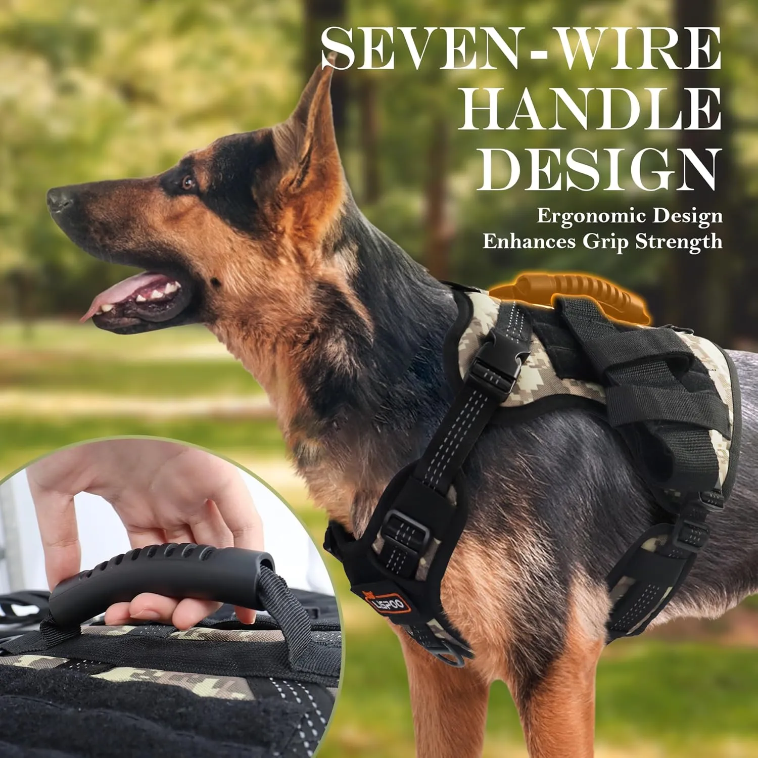 Tactical Dog Harness, Heavy Duty Dog Harness,Adjustable Breathable Pet Harness with MOLLE Panel, Small Pouch, and Bottle Holder,for Small Dogs, Camouflage S