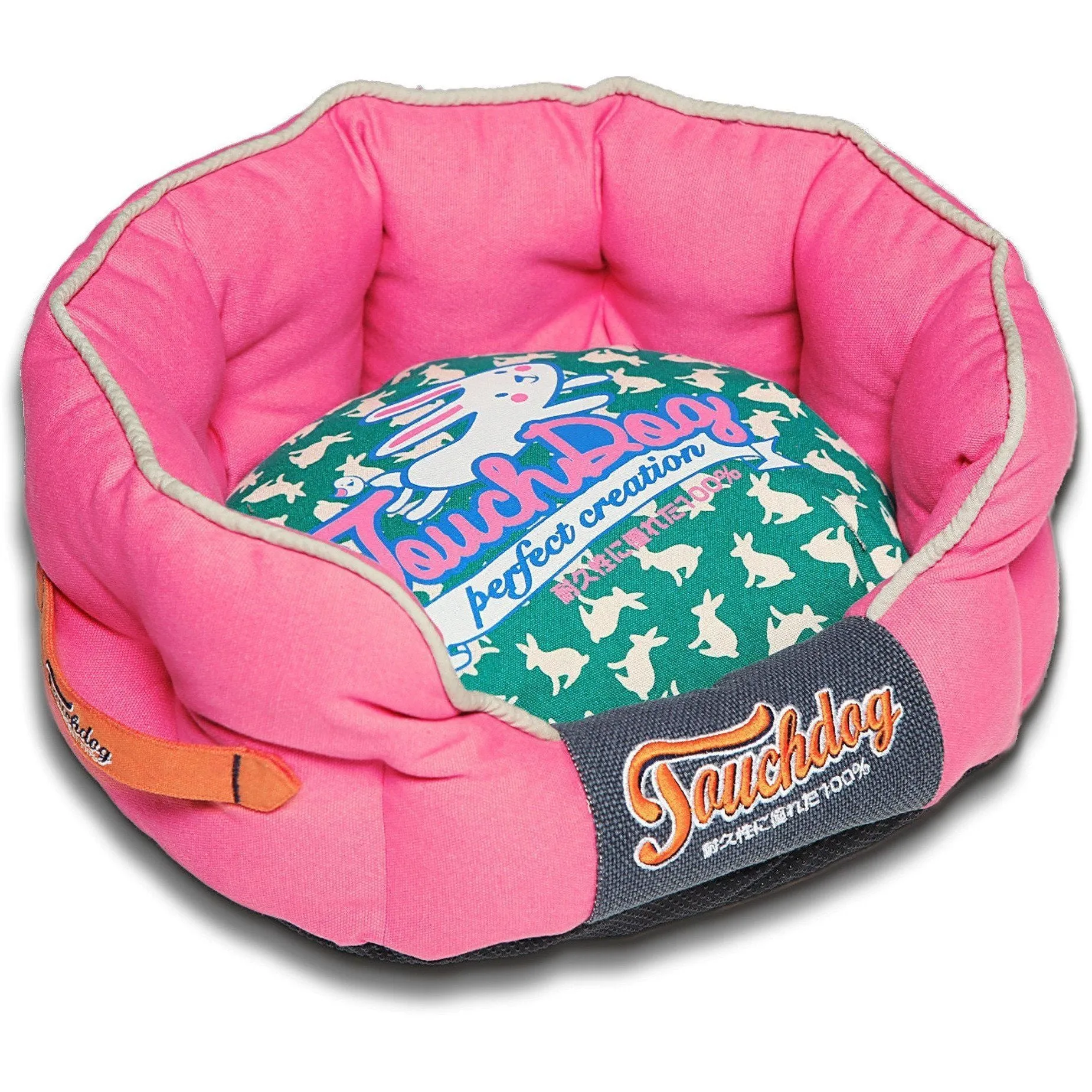 Touchdog ® 'Lazy-Bones' Rabbit-Spotted Rounded Designer Dog Bed
