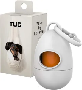 TUG Dog Waste Bag Dispenser with Dog Poop Bags, 15 Bags Per Roll, With White Dispenser