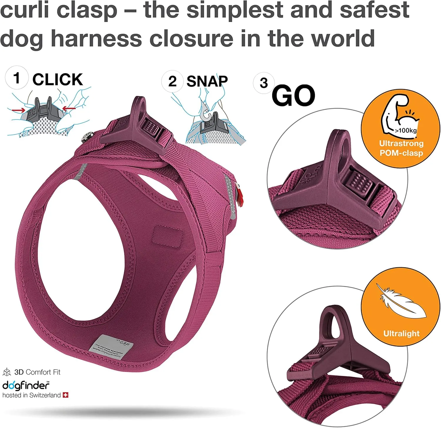 Vest Harness curli Clasp Air-Mesh Ruby S