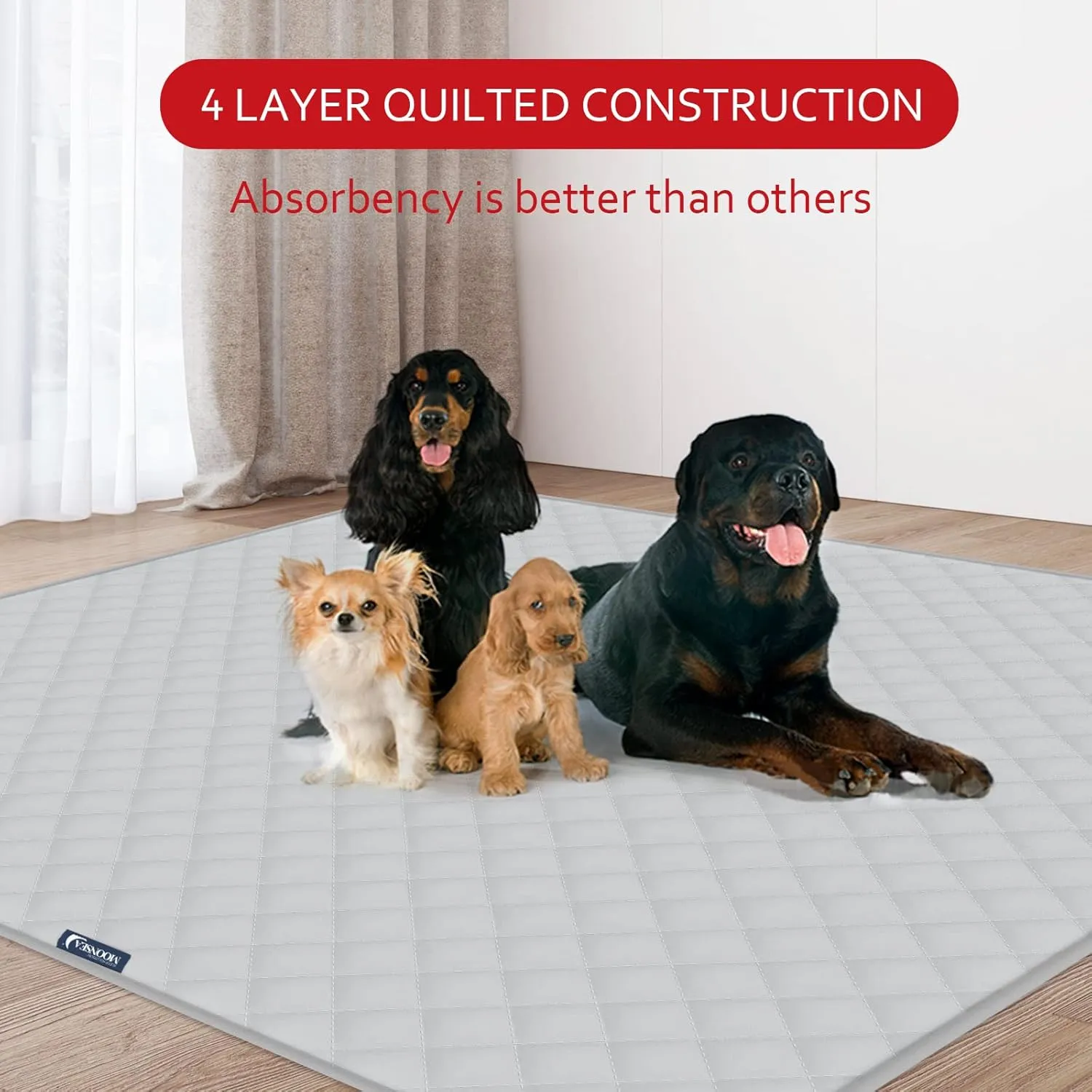 Washable Pee Pads for Dogs Extra Large, Reusable Quilted Dog Playpen Pads for Large Dogs, Non-Slip Whelping Pads, for Training, Travel, Whelping, Housebreaking, Incontinence, 65" x 48"