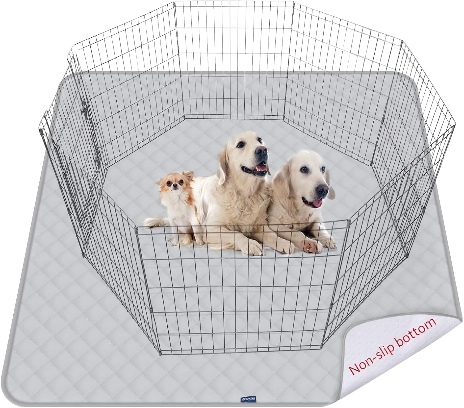 Washable Pee Pads for Dogs Extra Large, Reusable Quilted Dog Playpen Pads for Large Dogs, Non-Slip Whelping Pads, for Training, Travel, Whelping, Housebreaking, Incontinence, 65" x 48"