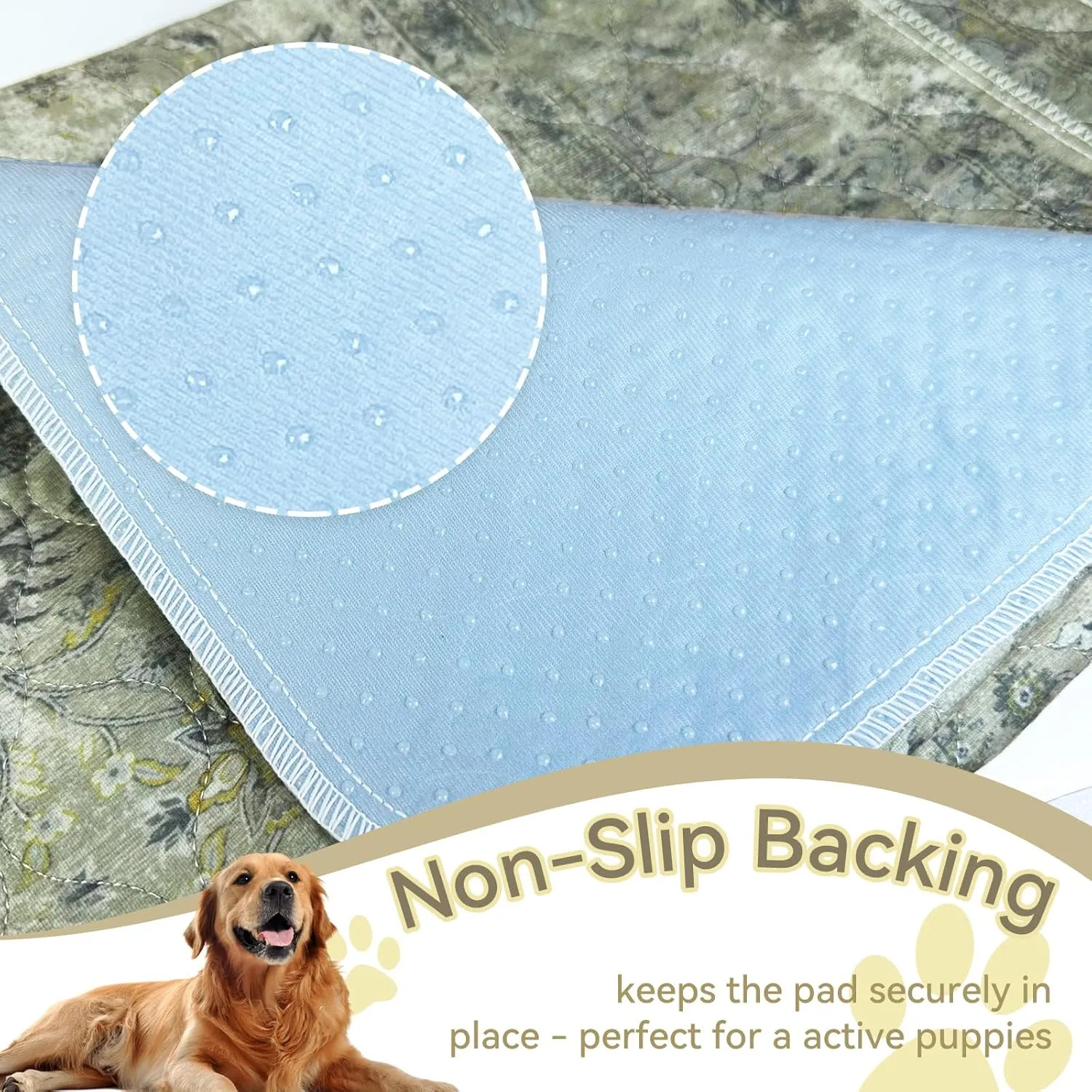 Washable Pee Pads for Dogs, Reusable Non-Slip Puppy Pads with Super Absorbent, Waterproof Rug for Training Travel Whelping Housebreaking Incontinence Crate