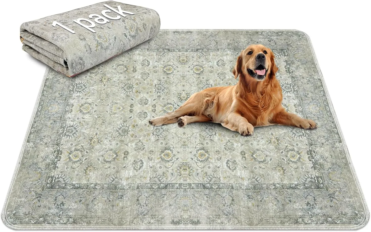 Washable Pee Pads for Dogs, Reusable Non-Slip Puppy Pads with Super Absorbent, Waterproof Rug for Training Travel Whelping Housebreaking Incontinence Crate