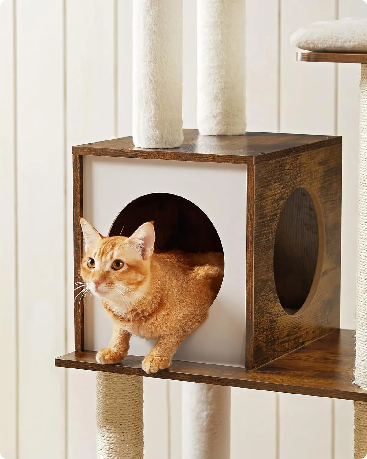 Woodywonders Cat Tree, 65-Inch Modern Cat Tower for Indoor Cats,