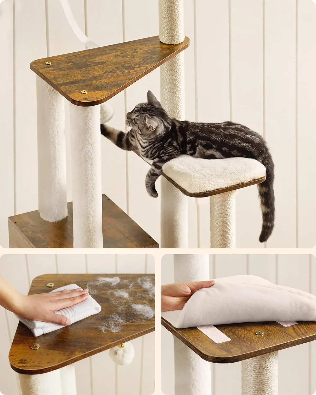 Woodywonders Cat Tree, 65-Inch Modern Cat Tower for Indoor Cats,