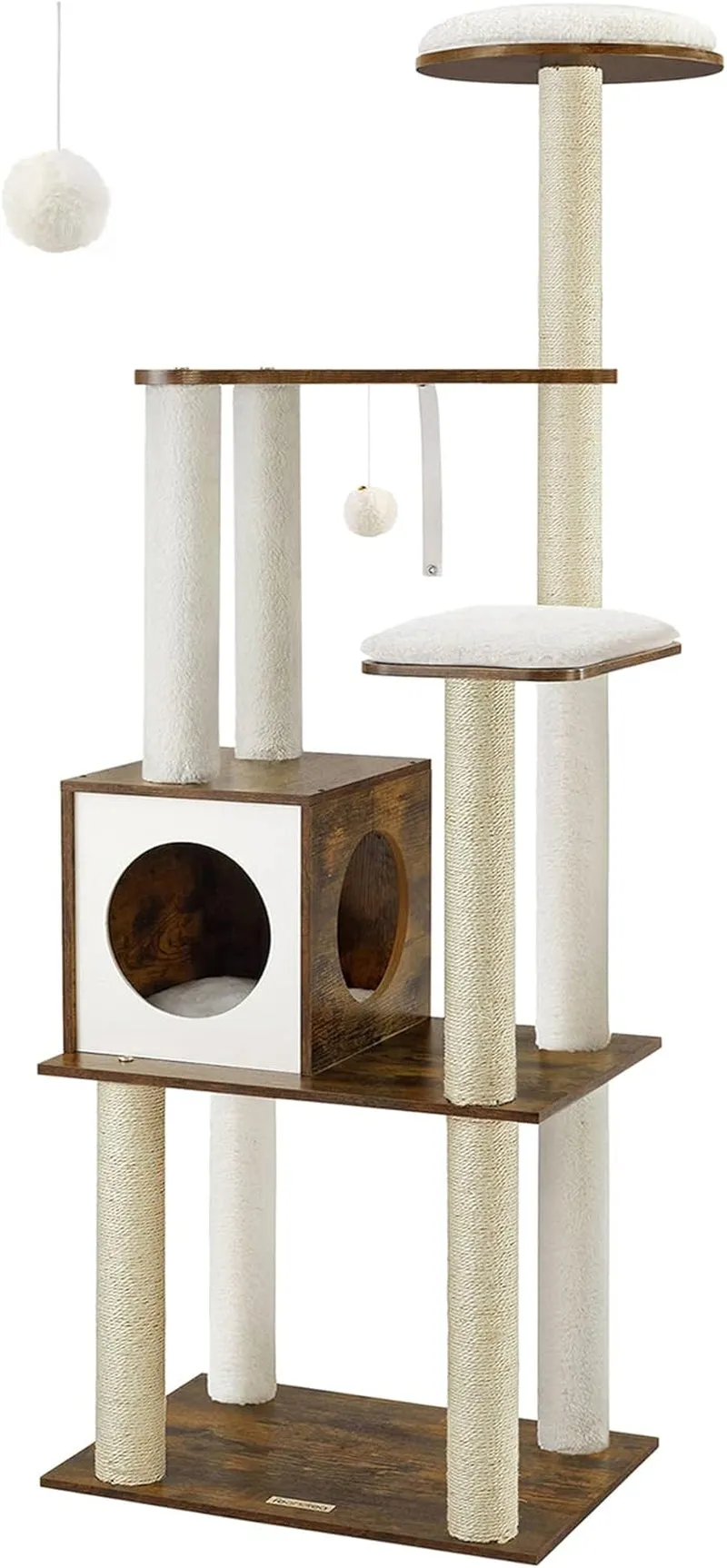 Woodywonders Cat Tree, 65-Inch Modern Cat Tower for Indoor Cats,