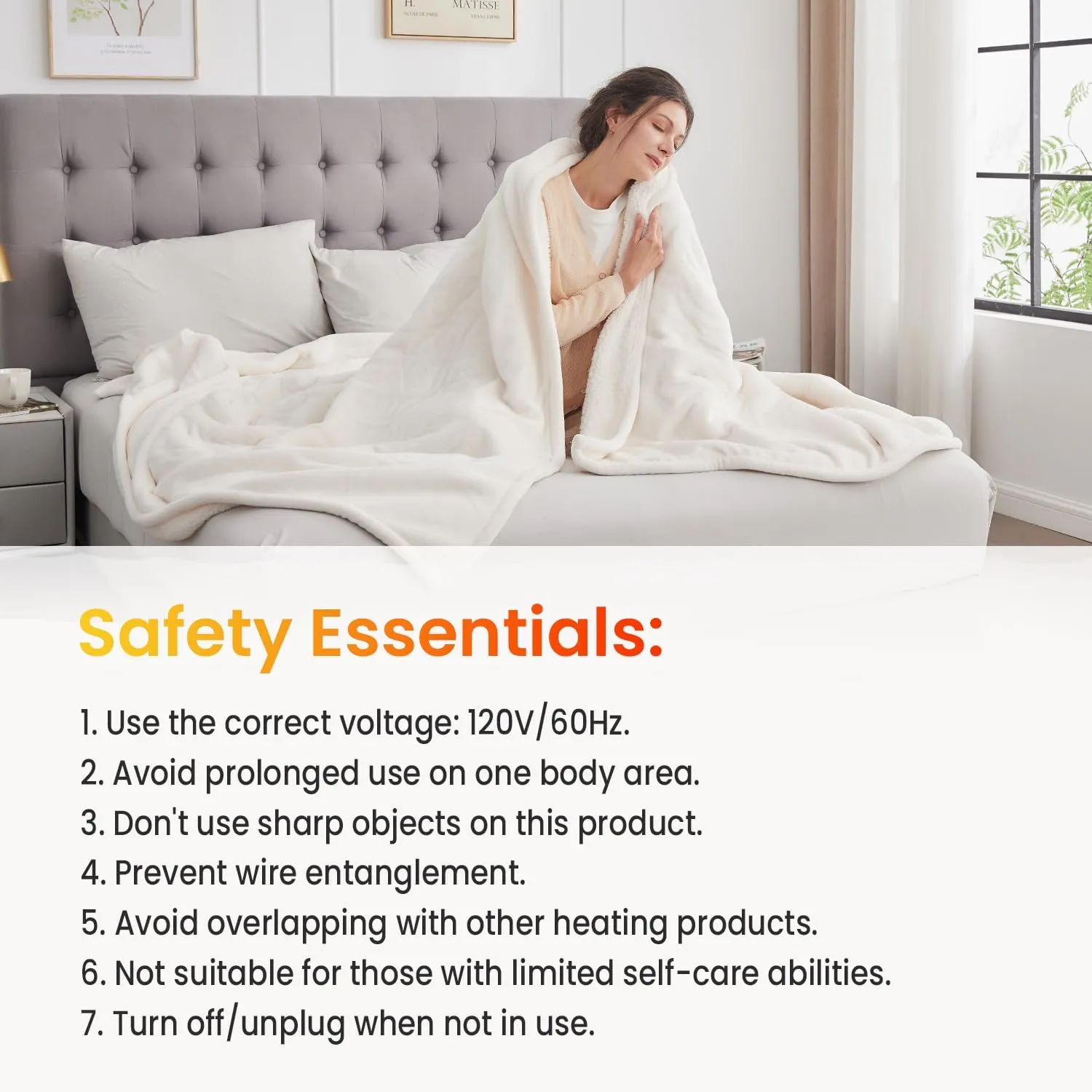 WOOMER [5-Year Warranty] Electric Blanket Twin Size,Durable Flannel and Soft Sherpa,Dual Control,6284 Heated Throw Blanket, 10 Heat Levels&0.5-12h auto-Off,Energy Efficient,ETL Certified