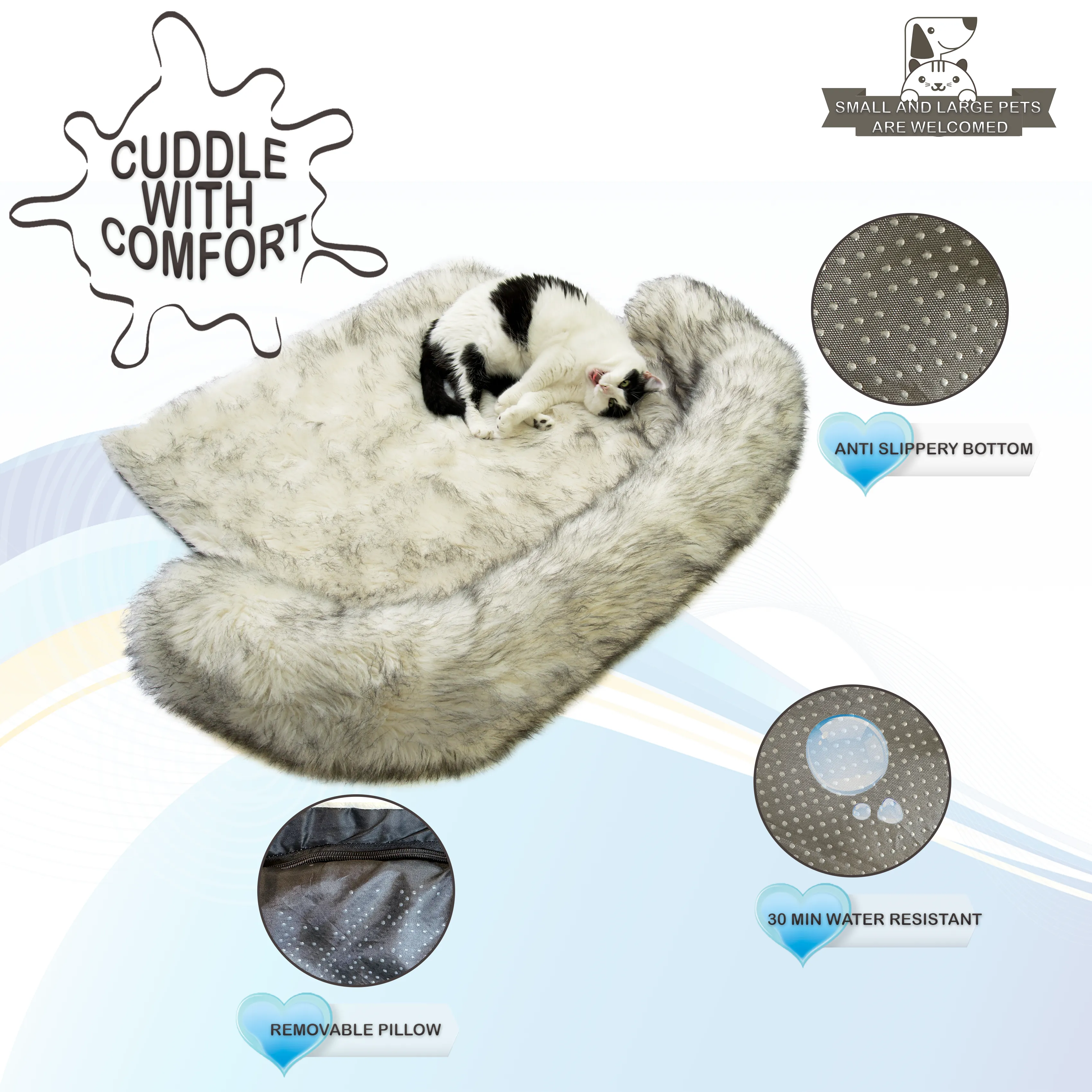 XX Large Luxury Fur Calming Dog Bed, Furniture Protector, for Large, Medium and Small Dogs and Cats