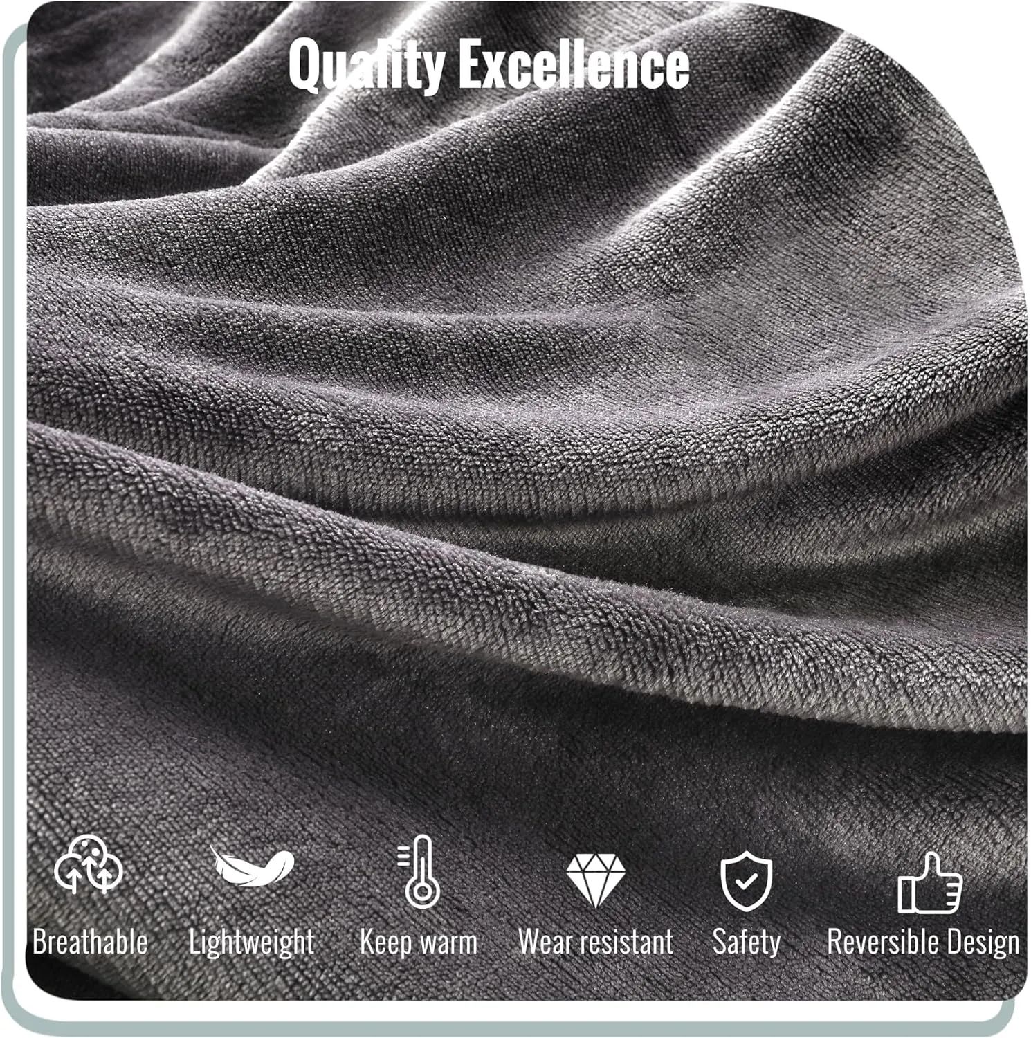 YAKEE Electric Blanket Full Size 72"x 84", Large Heated Blanket, Soft Warm Heating Blanket, 5 Heating Levels and 10 Hours Auto-Shut-Off, Machine Washable, Light Grey