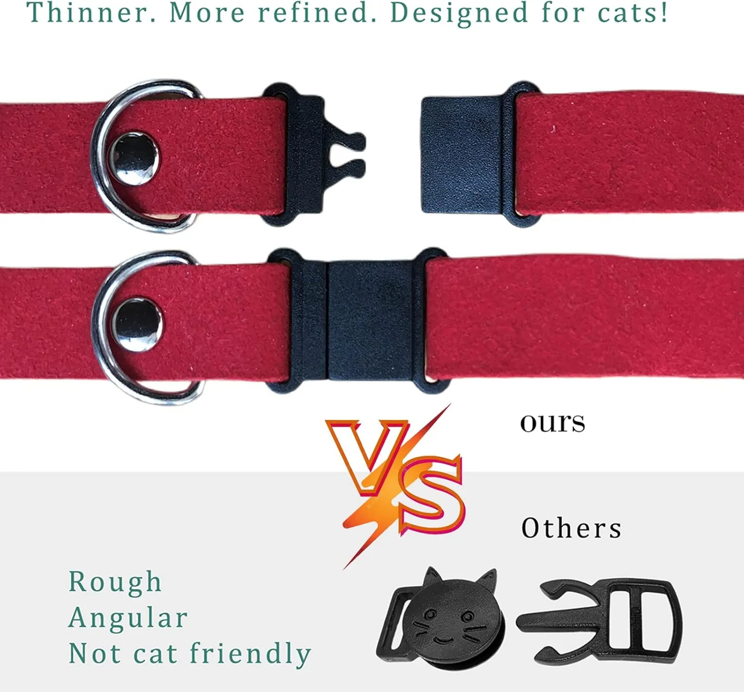 Yonsbox Personalized Anti Strangulation Kitten Cat Collars with Bell Breakaway Quick Release Custom Engraved Cat Collar with Name Tag Adjustable Cute Cat Collars for Male Female Boy Girl Cats