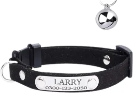 Yonsbox Personalized Anti Strangulation Kitten Cat Collars with Bell Breakaway Quick Release Custom Engraved Cat Collar with Name Tag Adjustable Cute Cat Collars for Male Female Boy Girl Cats