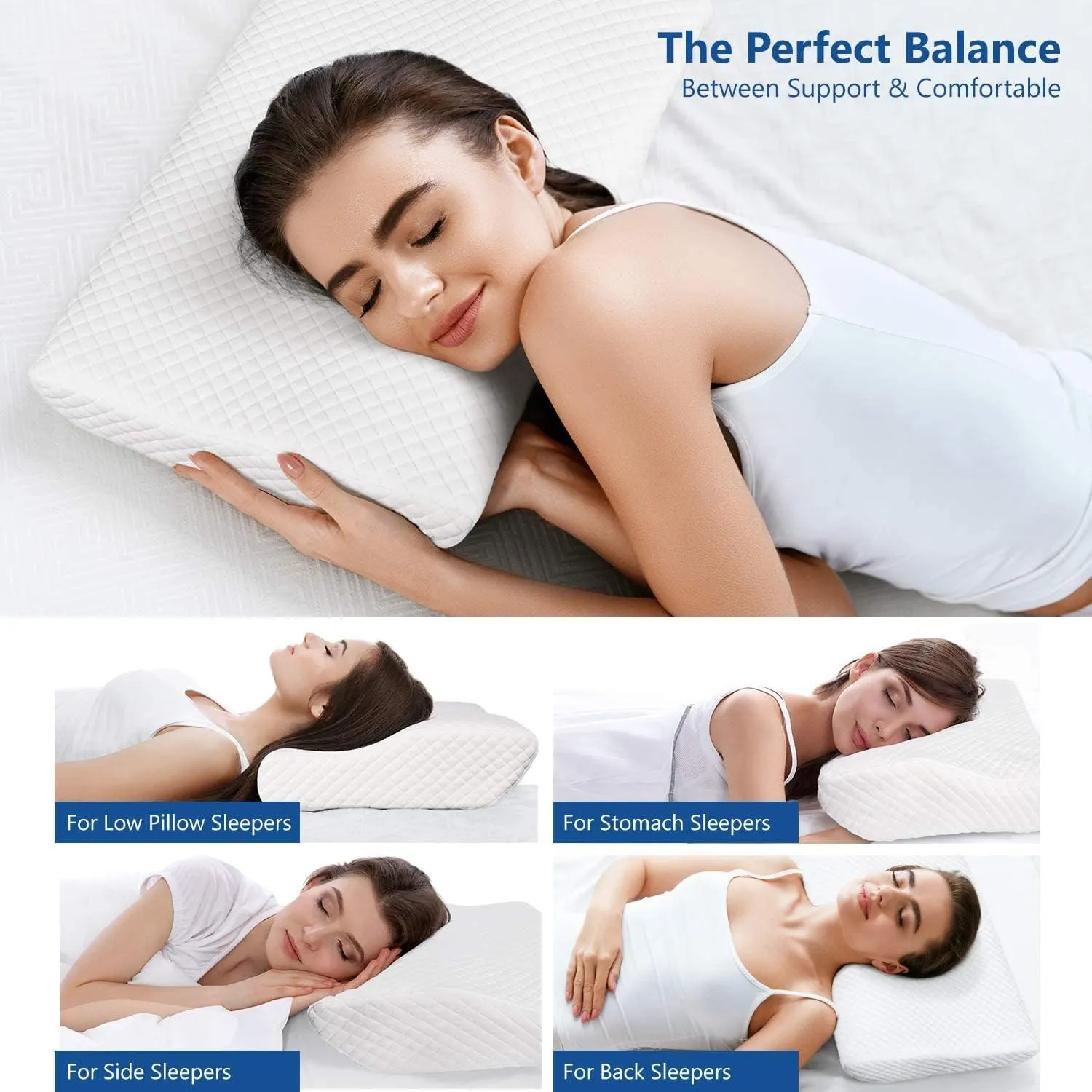 ZAMAT Memory Foam Pillow for Neck Pain Relief, Adjustable Ergonomic Cervical Pillow for Sleeping, Orthopedic Neck Pillow with Washable Cover, Bed Pillows for Side, Back, Stomach Sleepers