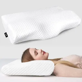 ZAMAT Memory Foam Pillow for Neck Pain Relief, Adjustable Ergonomic Cervical Pillow for Sleeping, Orthopedic Neck Pillow with Washable Cover, Bed Pillows for Side, Back, Stomach Sleepers
